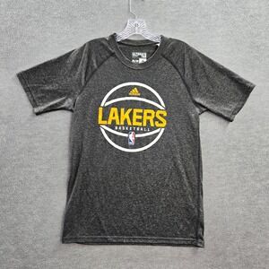 Los Angeles Lakers Men Shirt Gray Medium Adidas Ultimate Tee Logo Graphic Tee